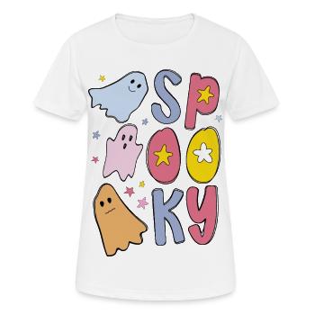 Spooky Halloween Geist - Frauen T-Shirt atmungsaktiv - Weiß - Vorne - AI Model Female 172 dark (172cm)