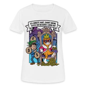 Katzenkönig mit Macht und Luxus - Frauen T-Shirt atmungsaktiv - Weiß - Vorne - AI Model Female 172 dark (172cm)
