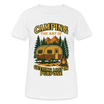 Camping : l’art de se perdre volontairement - T-shirt respirant Femme - blanc - Devant - AI Model Female 172 dark (172cm)