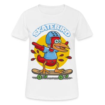 Dessin animé Skatebird - T-shirt respirant Femme - blanc - Devant - AI Model Female 172 dark (172cm)
