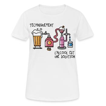 Chimie & Fête Étudiant et Prof Soirées Déjantées - T-shirt respirant Femme - blanc - Devant - AI Model Female 172 dark (172cm)