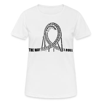 The way I Roll - montagnes russes - boucle - T-shirt respirant Femme - blanc - Devant - AI Model Female 172 dark (172cm)
