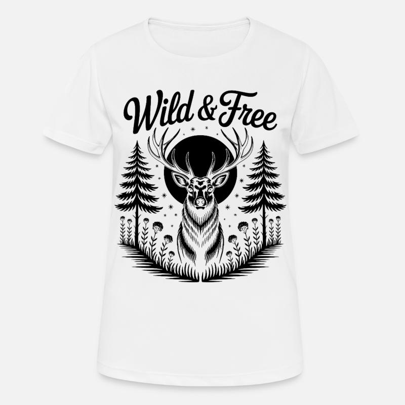 Moonlit Deer - Women's Breathable T-Shirt - white