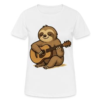 Le paresseux détendu avec une guitare - T-shirt respirant Femme - blanc - Devant - AI Model Female 172 dark (172cm)