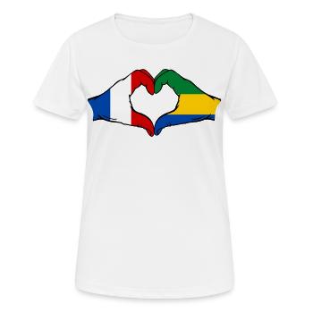 France Gabon Flag Hands Heart Shape - Women's Breathable T-Shirt - white - Front - AI Model Female 172 dark (172cm)