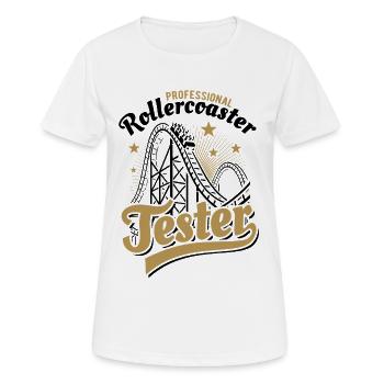 Testeur professionnel de montagnes russes - T-shirt respirant Femme - blanc - Devant - AI Model Female 172 dark (172cm)