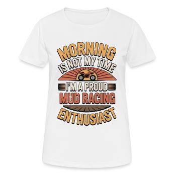 Course dans la boue Le matin n'est pas mon moment de boue - T-shirt respirant Femme - blanc - Devant - AI Model Female 172 dark (172cm)