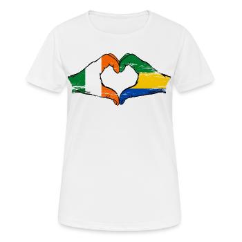 Ireland Gabon Flag Hands Heart Shape Used - Women's Breathable T-Shirt - white - Front - AI Model Female 172 dark (172cm)