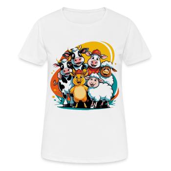 Liebliche Bauernhoftiere in Cartoon-Style - Frauen T-Shirt atmungsaktiv - Weiß - Vorne - AI Model Female 172 dark (172cm)
