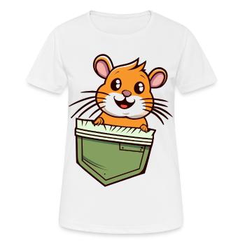 Hamster dans la Poche Cadeau Mignon et Rigolo - T-shirt respirant Femme - blanc - Devant - AI Model Female 172 dark (172cm)