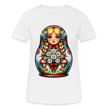 Matriochka en russe Matriochka Poupée Russe - T-shirt respirant Femme - blanc - Devant - AI Model Female 172 dark (172cm)