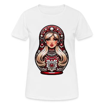 Matriochka en russe Matriochka Poupée Russe - T-shirt respirant Femme - blanc - Devant - AI Model Female 172 dark (172cm)