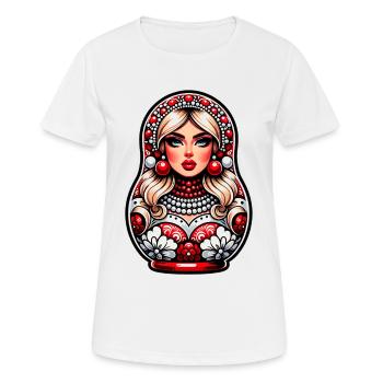 Matriochka en russe Matriochka Poupée Russe - T-shirt respirant Femme - blanc - Devant - AI Model Female 172 dark (172cm)