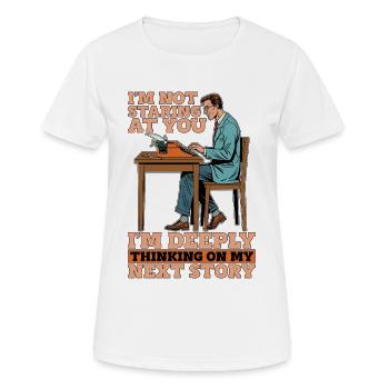 Scénariste Je ne te regarde pas, j'écris - T-shirt respirant Femme - blanc - Devant - AI Model Female 172 dark (172cm)