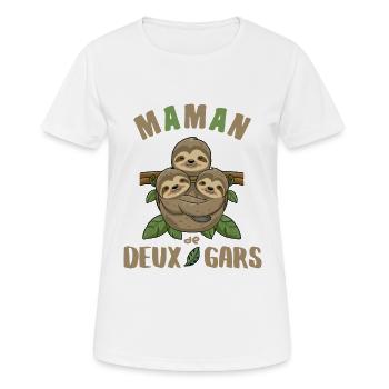 Mom of Two Guys Tender and Family Gift - Women's Breathable T-Shirt - white - Front - AI Model Female 172 dark (172cm)