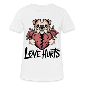 Bulldogge Herzschmerz Blumen Illustration - Frauen T-Shirt atmungsaktiv - Weiß - Vorne - AI Model Female 172 dark (172cm)