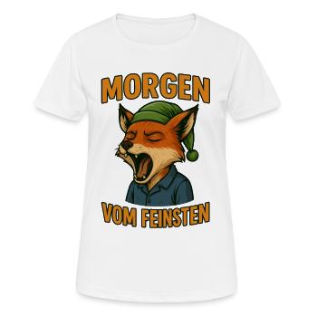 Renard ressemblant à un yogi avec un bonnet du matin - T-shirt respirant Femme - blanc - Devant - AI Model Female 172 dark (172cm)