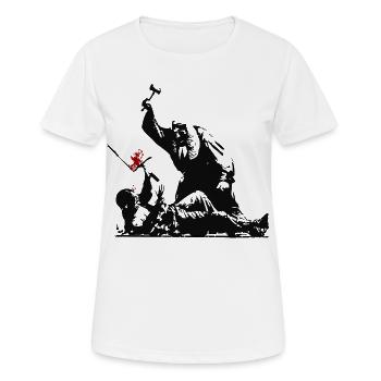 Banksy Street Art against censorship protest - Women's Breathable T-Shirt - white - Front - AI Model Female 172 dark (172cm)