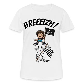 Brittany Breizh Hermine Breton Kind Gwenn ha Du - Frauen T-Shirt atmungsaktiv - Weiß - Vorne - AI Model Female 172 dark (172cm)
