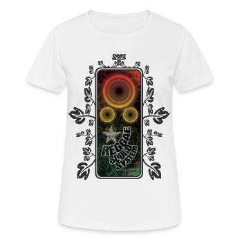 Dicton reggae avec haut-parleurs - T-shirt respirant Femme - blanc - Devant - AI Model Female 172 dark (172cm)