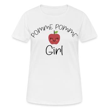 Pomme Pomme girl  Humour Phrase rigolote - T-shirt respirant Femme - blanc - Devant - AI Model Female 172 dark (172cm)