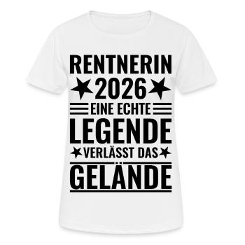 Rentnerin 2026 Eine Legende verlässt das Gelände - Frauen T-Shirt atmungsaktiv - Weiß - Vorne - AI Model Female 172 dark (172cm)