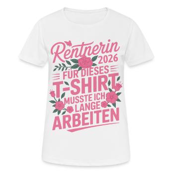 Rentnerin 2026 T-Shirt Blumendesign Rente - Frauen T-Shirt atmungsaktiv - Weiß - Vorne - AI Model Female 172 dark (172cm)