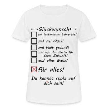 Réussi Échantillon d’enseignement Échantillon d’enseignement Félicitations - T-shirt respirant Femme - blanc - Devant - AI Model Female 172 dark (172cm)