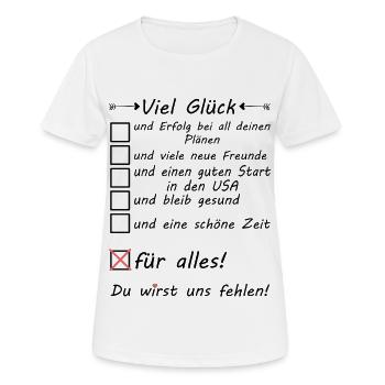 Quelqu’un qui va en Amérique USA Bonne chance - T-shirt respirant Femme - blanc - Devant - AI Model Female 172 dark (172cm)