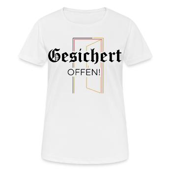 Secured open! Statement - Women's Breathable T-Shirt - white - Front - AI Model Female 172 dark (172cm)