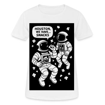 Astronauten mit Popcorn schwarzweiß - Frauen T-Shirt atmungsaktiv - Weiß - Vorne - AI Model Female 172 dark (172cm)