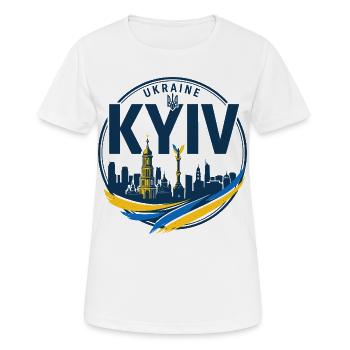 Ukrainisches Kiewer Skyline-Abzeichen - Frauen T-Shirt atmungsaktiv - Weiß - Vorne - AI Model Female 172 dark (172cm)