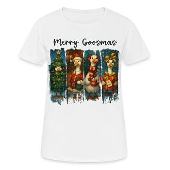 Motif festif de Noël Goosemas - T-shirt respirant Femme - blanc - Devant - AI Model Female 172 dark (172cm)