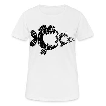 Black fish and the food chain - Women's Breathable T-Shirt - white - Front - AI Model Female 172 dark (172cm)