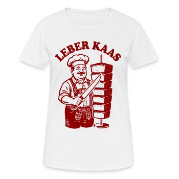Leberkaas am Spieß oder Döner Kebab - Leberkäse - Frauen T-Shirt atmungsaktiv - Weiß - Vorne - AI Model Female 172 dark (172cm)
