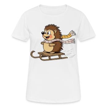 Igel im Winter mit Schlitten - Frauen T-Shirt atmungsaktiv - Weiß - Vorne - AI Model Female 172 dark (172cm)