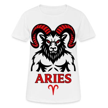 Signe du zodiaque Bélier avec symbole de cornes - T-shirt respirant Femme - blanc - Devant - AI Model Female 172 dark (172cm)