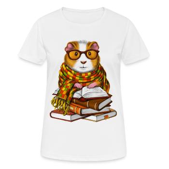 Cochon d’Inde Livres de lecture - T-shirt respirant Femme - blanc - Devant - AI Model Female 172 dark (172cm)