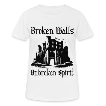 Ruinen Design – Unbroken Spirit - Frauen T-Shirt atmungsaktiv - Weiß - Vorne - AI Model Female 172 dark (172cm)