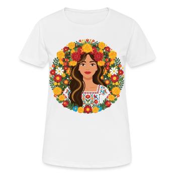 Fleurs Sauvages Fille Mexicaine Fleurs - T-shirt respirant Femme - blanc - Devant - AI Model Female 172 dark (172cm)