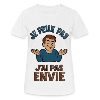 Je peux pas, j'ai pas envie - T-shirt respirant Femme - blanc - Devant - AI Model Female 172 dark (172cm)