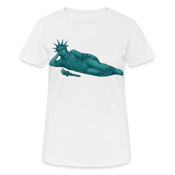 Statue de la Liberté inclinable – Chill Vintage Graphi - T-shirt respirant Femme - blanc - Devant - AI Model Female 172 dark (172cm)