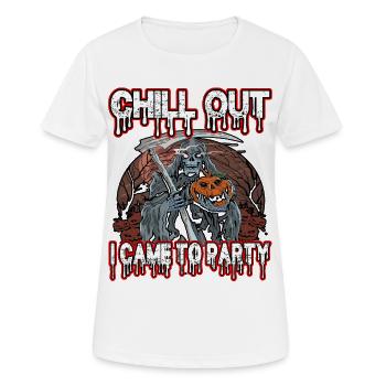 Grim Reaper Chill Out Je suis venu faire la fête - T-shirt respirant Femme - blanc - Devant - AI Model Female 172 dark (172cm)