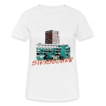 Illustration Modernes Straßburg in Rivétoile - Frauen T-Shirt atmungsaktiv - Weiß - Vorne - AI Model Female 172 dark (172cm)
