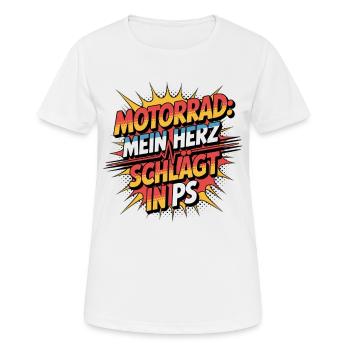 Motorrad Herzschlägt in PS - Frauen T-Shirt atmungsaktiv - Weiß - Vorne - AI Model Female 172 dark (172cm)