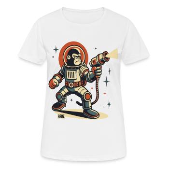 Space Monkey Astronaut Laser Blaster - Women's Breathable T-Shirt - white - Front - AI Model Female 172 dark (172cm)