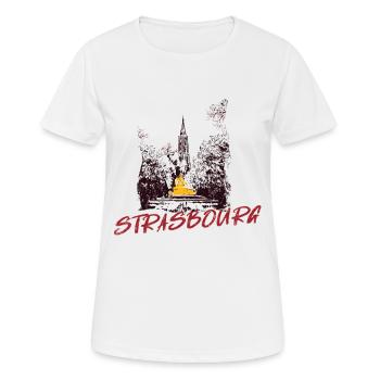 Straßburger Münster – Duotone-Illustration - Frauen T-Shirt atmungsaktiv - Weiß - Vorne - AI Model Female 172 dark (172cm)