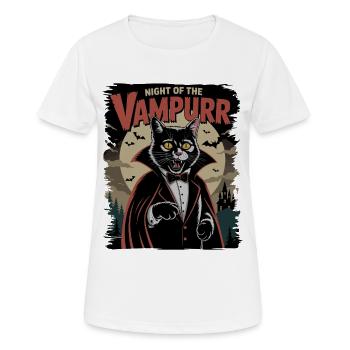 Katze als Vampir Nacht des Vampurr - Frauen T-Shirt atmungsaktiv - Weiß - Vorne - AI Model Female 172 dark (172cm)