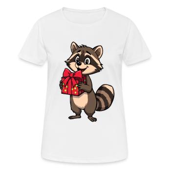 Raton laveur avec paquet cadeau - T-shirt respirant Femme - blanc - Devant - AI Model Female 172 dark (172cm)