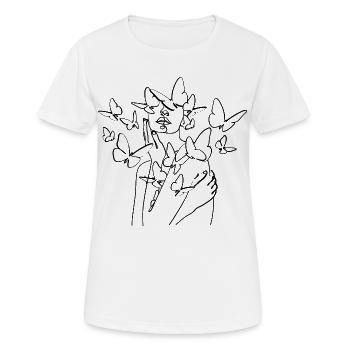 Black Silhouette Line Art - Women's Breathable T-Shirt - white - Front - AI Model Female 172 dark (172cm)